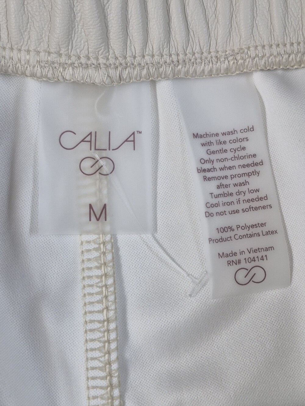 CALIA by Carrie Underwood Faux Leather Ivory Jogger Pants High Rise Size Medium - Picture 3 of 5